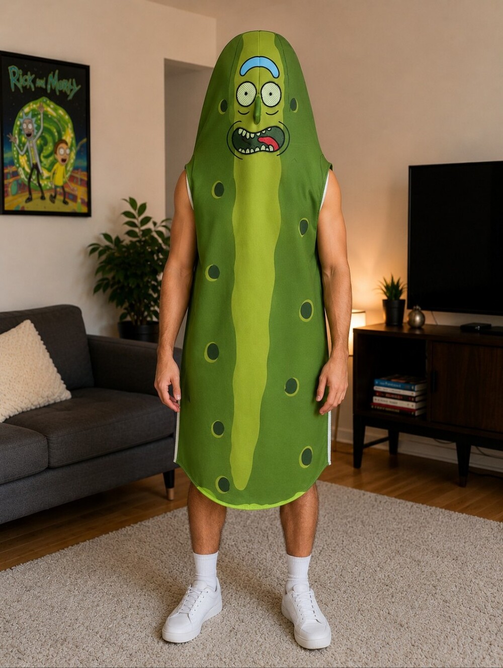 Rick and Morty Pickle Rick Adult Costume One Size Spirit Halloween Unisex